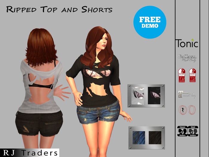 Demo Ripped Top and Shorts Women