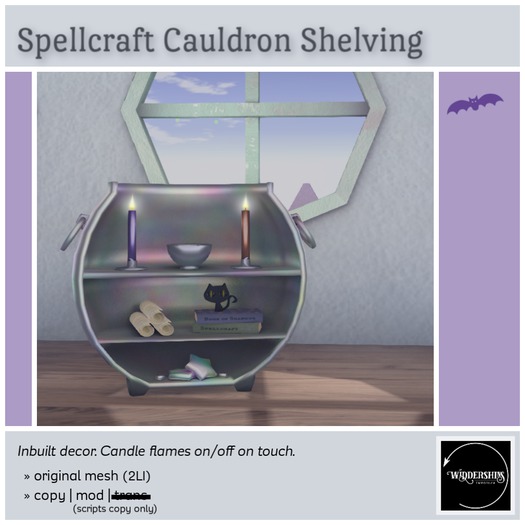 Second Life Marketplace Widdershins Spellcraft Cauldon Shelving