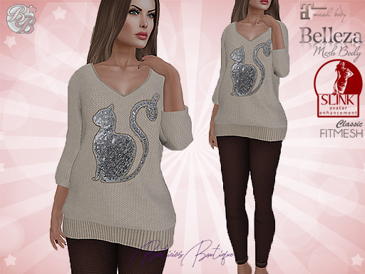 Beige - Brown Cat Outfit