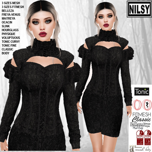 GOTHIC RUFFLED CORSET TOP AND SKIRT,ALL BODIES