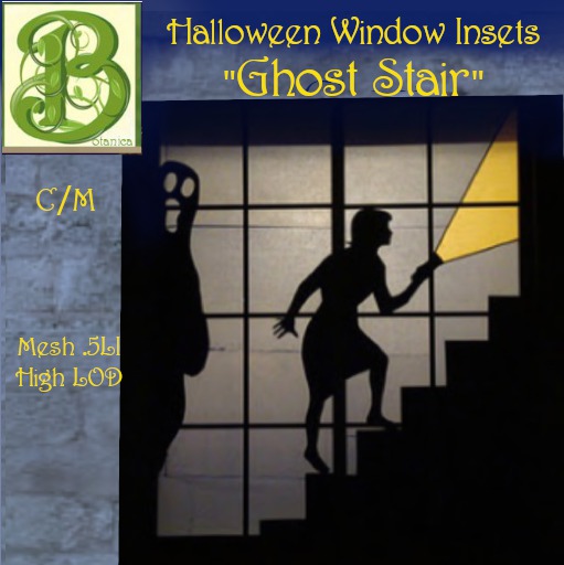 Halloween Window Insets -  Ghost Stair