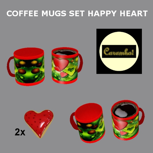 coffee mugs set Happy Heart 