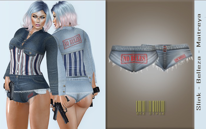 .:Bee:. No Rules Denim Short WASHED