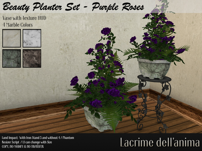 Beauty Planter Set - Purple Roses