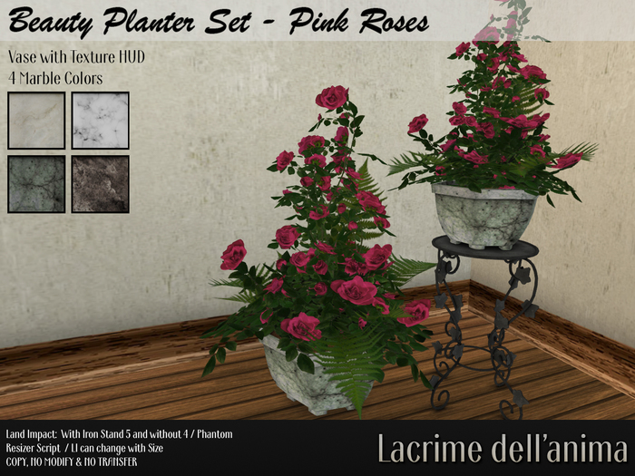 Beauty Planter Set - Pink Roses