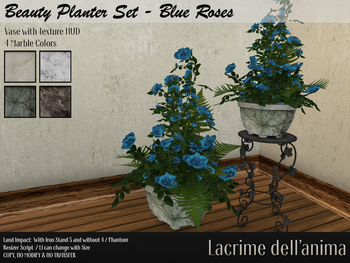 Beauty Planter Set - Blue Roses