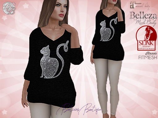 Black - Beige Cat Outfit