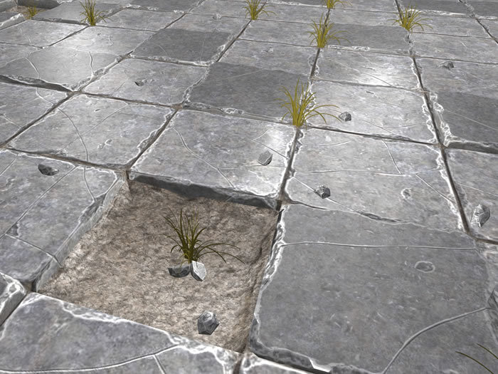 Broken Stone Floor - Low Prim - HD textures