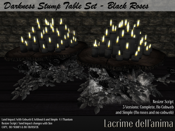Darkness Stump Table Set - Black Roses
