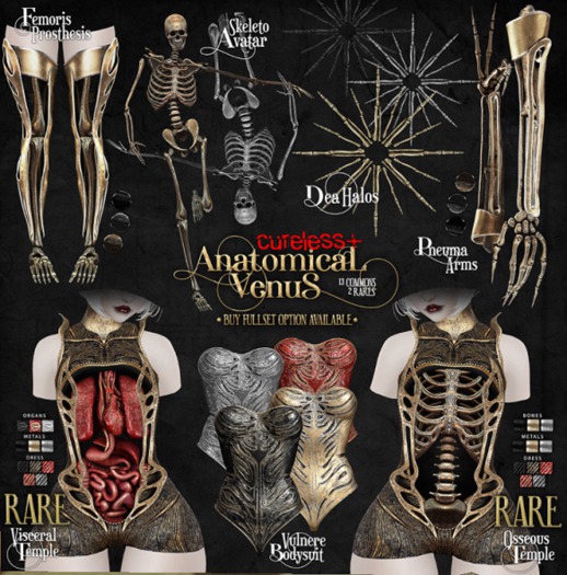 CURELESS[+] Anatomical Venus / M / Vulnere Bodysuit / SILVER