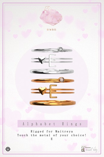 Swan Alphabet Rings Gold - E