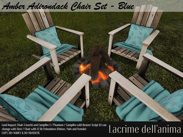 (BOX) Amber Adirondack Chair Set - Blue