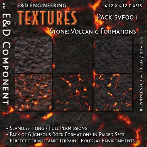 Second Life Marketplace - [SVF001] 6 Volcanic Rock Textures Volcano ...