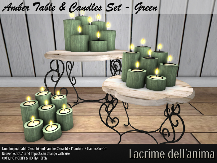 Amber Table & Candles Set - Green