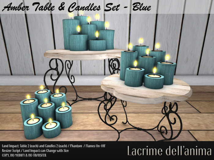 Amber Table & Candles Set - Blue