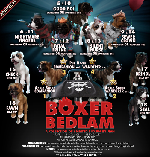 JIAN Boxer Bedlam 18. Seal Held Pup BOX