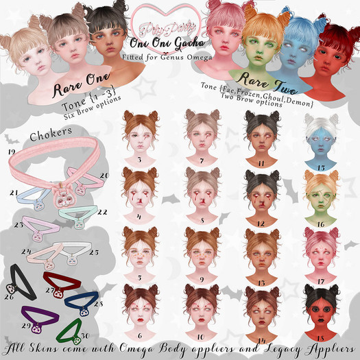 21 [ Pity Party ] Three Eye Cat Choker Light blue