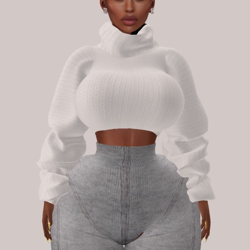 Moxy - Cropped Sweater ( White )
