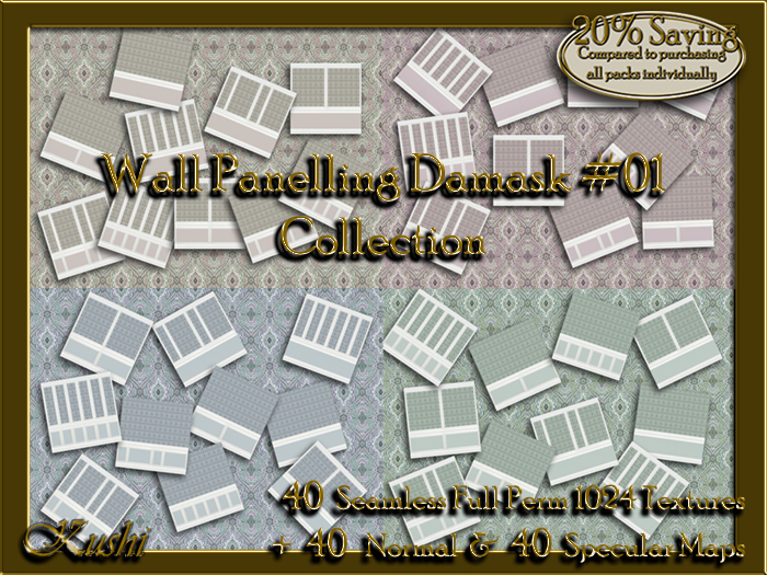 !Kushi! WallPanellingDamask01COLLECTION Textures -WearToUnpack