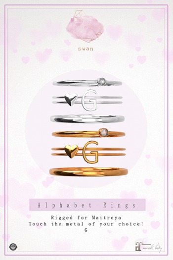 Swan Alphabet Rings Gold - G