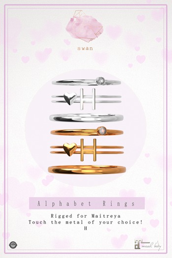 Swan Alphabet Rings Gold - H