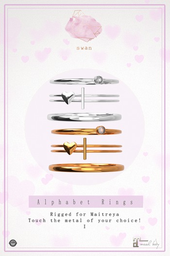 Swan Alphabet Rings Gold - I