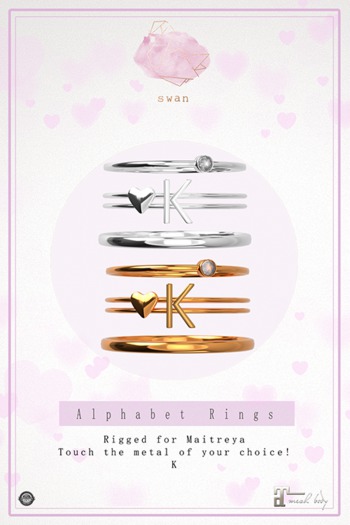 Swan Alphabet Rings Gold - K