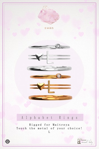 Swan Alphabet Rings Gold - L