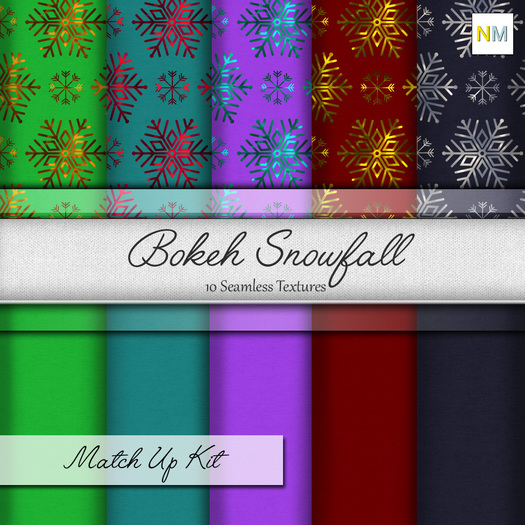 Bokeh Snowfall Matchup Kit 10 Seamless Fabric Textures NM
