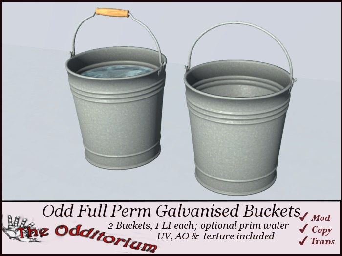 2 Odd Galvanised Buckets - Full Perm