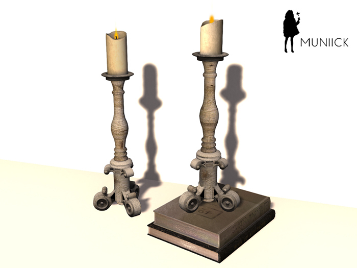 Muniick Adler Candlesticks / Antique Book Stack (Add)