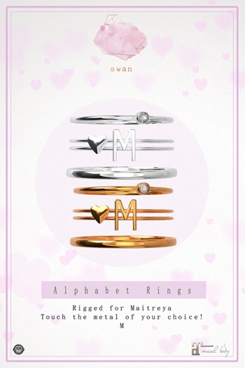 Swan Alphabet Rings Silver - M