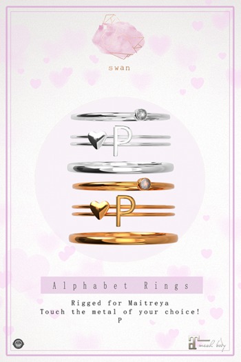 Swan Alphabet Rings Silver - P
