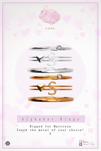 Swan Alphabet Rings Gold - S