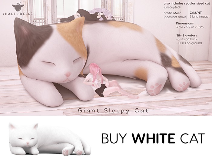 +Half-Deer+ Giant Sleepy Cat [White]