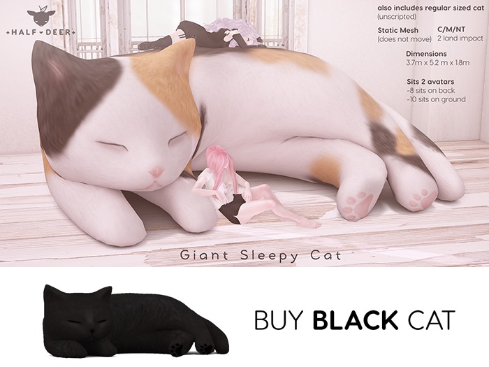 +Half-Deer+ Giant Sleepy Cat [Black]