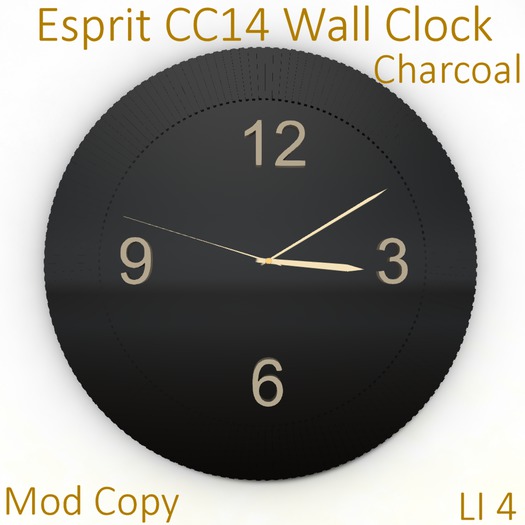 Esprit CC14 Clock Charcoal