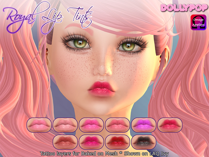 ~Dollypop~ Royal Lip Tints - Baked On Mesh & Omega