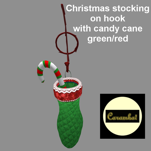 Second Life Marketplace - Christmas stocking on hook with candy cane ...
