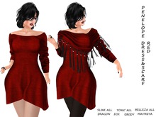 PENELOPE KNITTED DRESS&SCARF RED