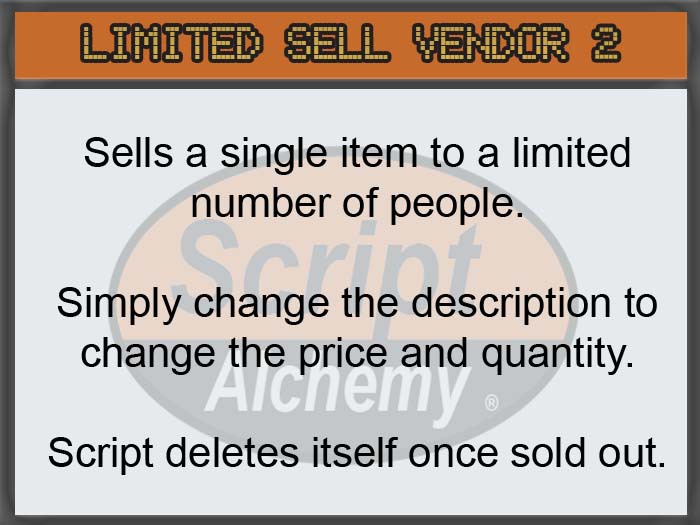 Script Alchemy - Limited Sell Vendor 2