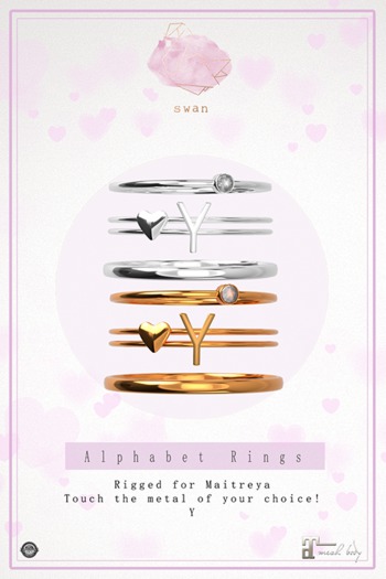 Swan Alphabet Rings Silver - Y