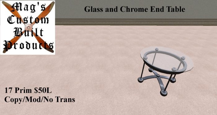 Glass and Chrome End Table