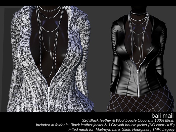 baii maii 326 Black leather & wool boucle Lara Hourglass Legacy