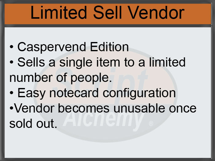 Script Alchemy - Limited Sell Vendor (Caspervend Compatible)