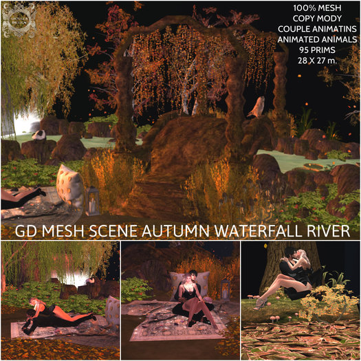 GD MESH SCENE AUTUMN WATERFALL RIVER