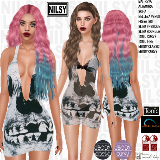NILSY SKULL DRESS,WITH TRANSPARENT VERSION