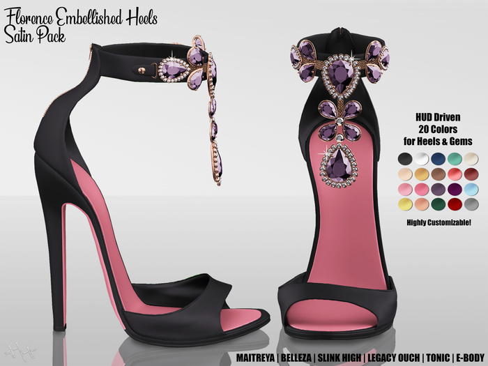 [hh] Florence Embellished Heels SATIN Pack