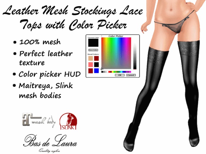 DEMO Laura's Leather Mesh Stockings with Color Picker