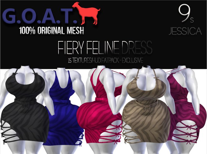 G.O.A.T. 9s JESSICA FIERY FELINE DRESS - 15 TEXTURES/HUD